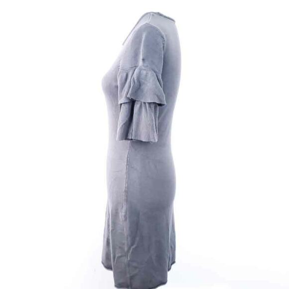 Donna Ricco Sweater Dress Gray Small, Short Sleeves Layer Ruffle Detail - Picture 3 of 7